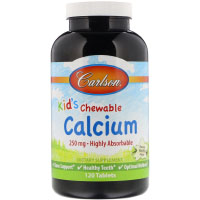 Carlson Labs, Жевательные таблетки с кальцием для детей, с натуральным ванильным вкусом
