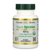 California Gold Nutrition, органическая спирулина, сертификат USDA, 500 мг, 60 таблеток