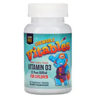 Vitables, Детская жевательная добавка с витамином D3, ароматизатор черешня, 12,5 мкг (500 МЕ)