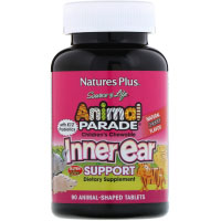 Nature's Plus, Source of Life, Animal Parade, детские жевательные таблетки для поддержания здоровья внутреннего уха