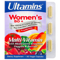 Ultamins, Мультивитаминный комплекс для женщин после 50 с CoQ10, грибами, ферментами, овощами и ягодами